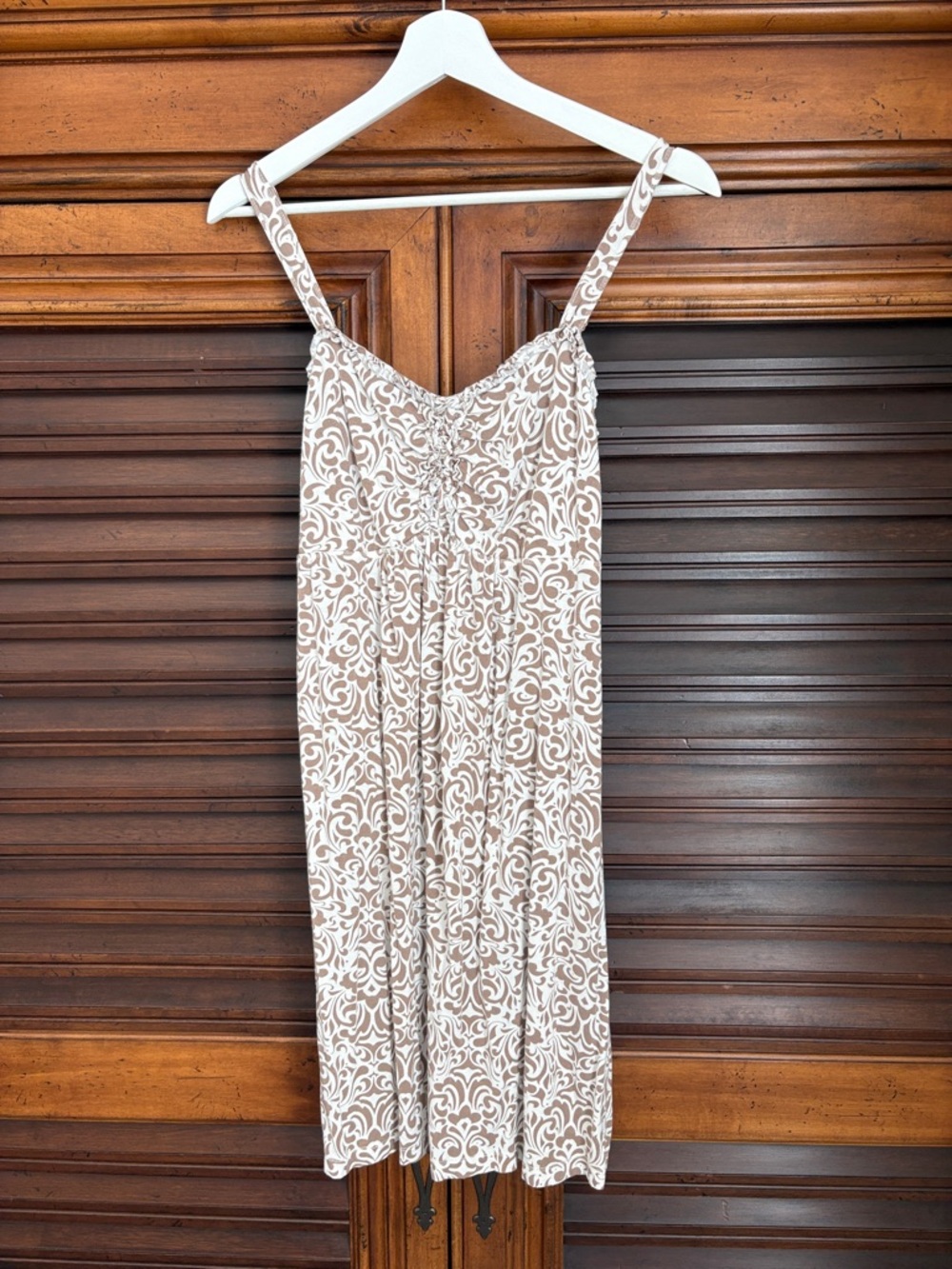 Soma Beige and White Printed Sleep Dress Medium